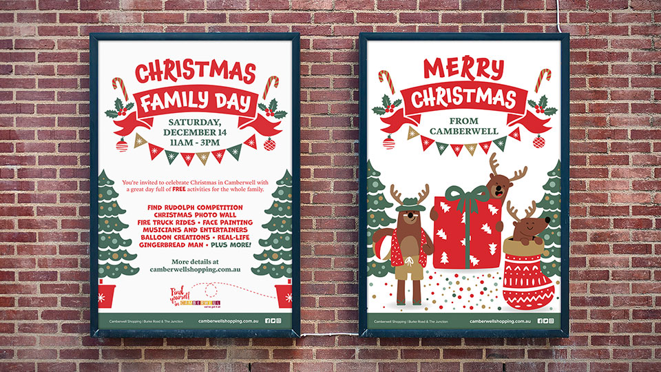 Christmas in Camberwell laneway posters